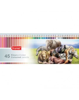 Boîte de 45 Crayons de couleurs "Thème animaux" - Bruynzeel