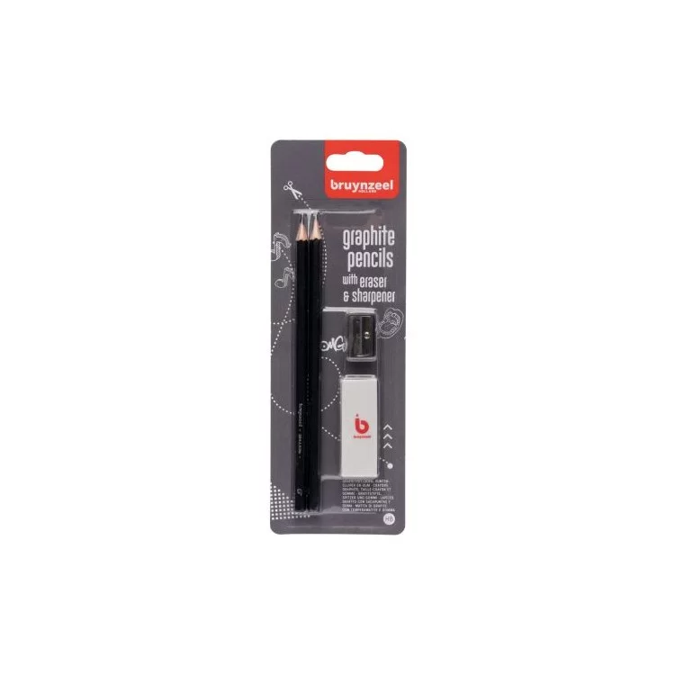 Set de 2 crayons Graphite HB + taille-crayon & Gomme - Bruynzeel Set de 2 crayons Graphite HB + taille-crayon & Gomme - Bruynzeel